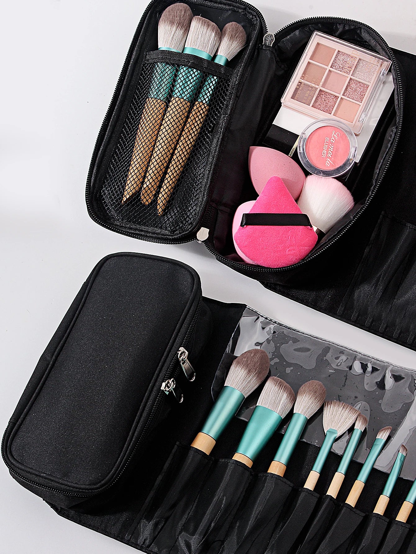 1Pcs Makeup Bag Women's Cosmetic Brush Bag Travel Organizer Makeup Brushes Fold Tools Rolling Bags Waterproof Nylon Makeup Case
