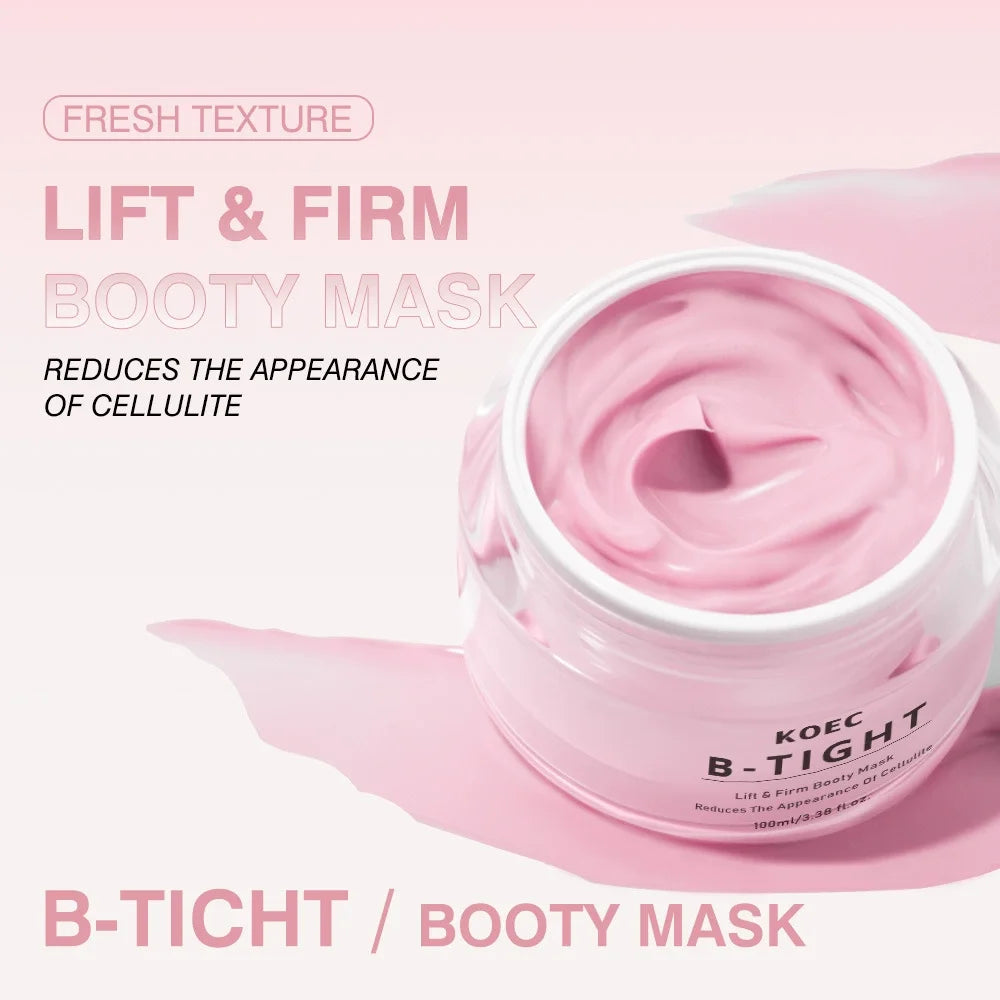 100ml KOEC B-TIGHT Lifting Firming Smoothing Booty Mask Body Cream Reduce Cellulite Hyaluronic Acid Brazil Pepper Guarana Seed